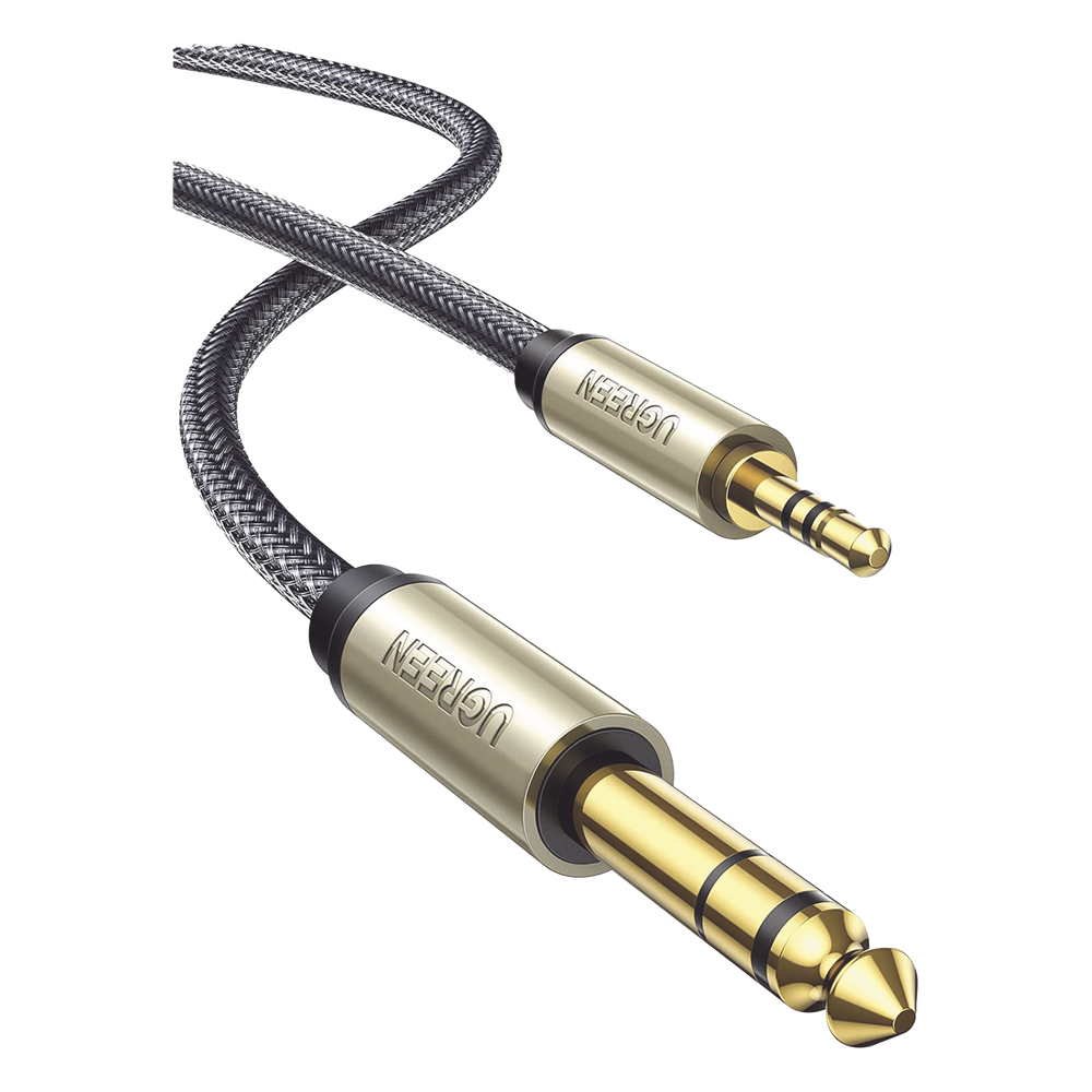 Cable Audio Estéreo 3.5mm (1/8") TRS a 6.35mm (1/4") TS / 1 Metro / Audio de Hi-Fi / Trenza de Nylon / Blindaje Múltiple / Caja de Aleación Zinc
