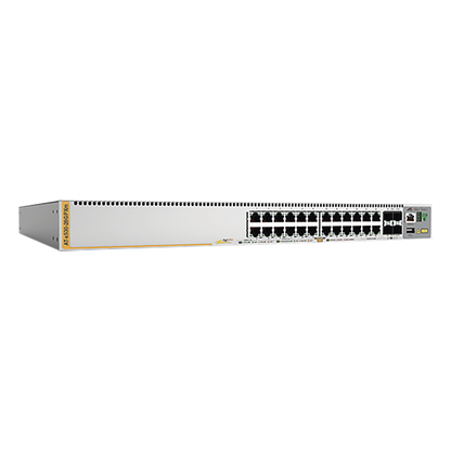 Switch PoE+ Stackeable Capa 3, 20 puertos 10/100/1000 Mbps + 4 x 100M/1G/2.5/5G-T + 4 puertos SFP+ 10 G, hasta 740 W, fuente redundante