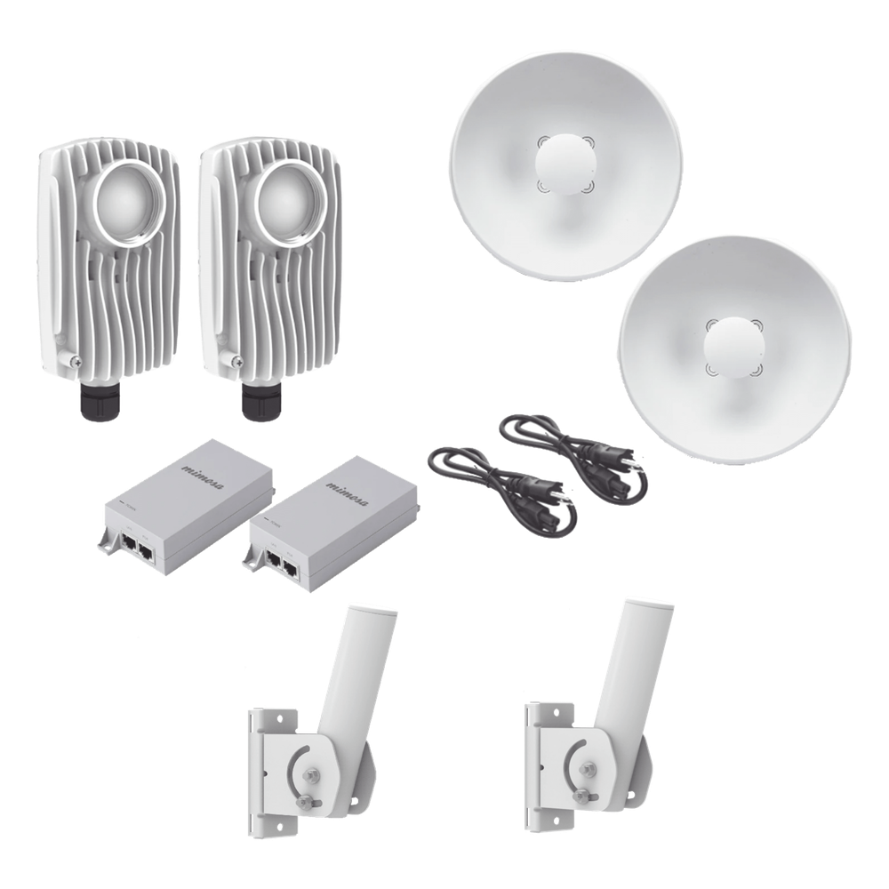 Kit de 2 radios C6X con 2 antenas de (25 dBi), rango de frecuencia extendida (5.1 a 6.4 GHz), incluye inyector POE, cable de alimentación y 2