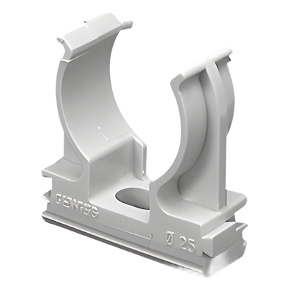 Soporte de presión (Abrazadera), PVC Auto-extinguible, abierto para tubería de 32 mm