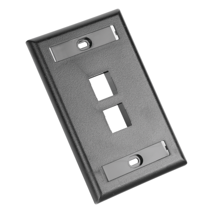 Placa de Pared Vertical, Salida Para 2 Puertos Keystone, Con Espacios Para Etiquetas, Color Negro