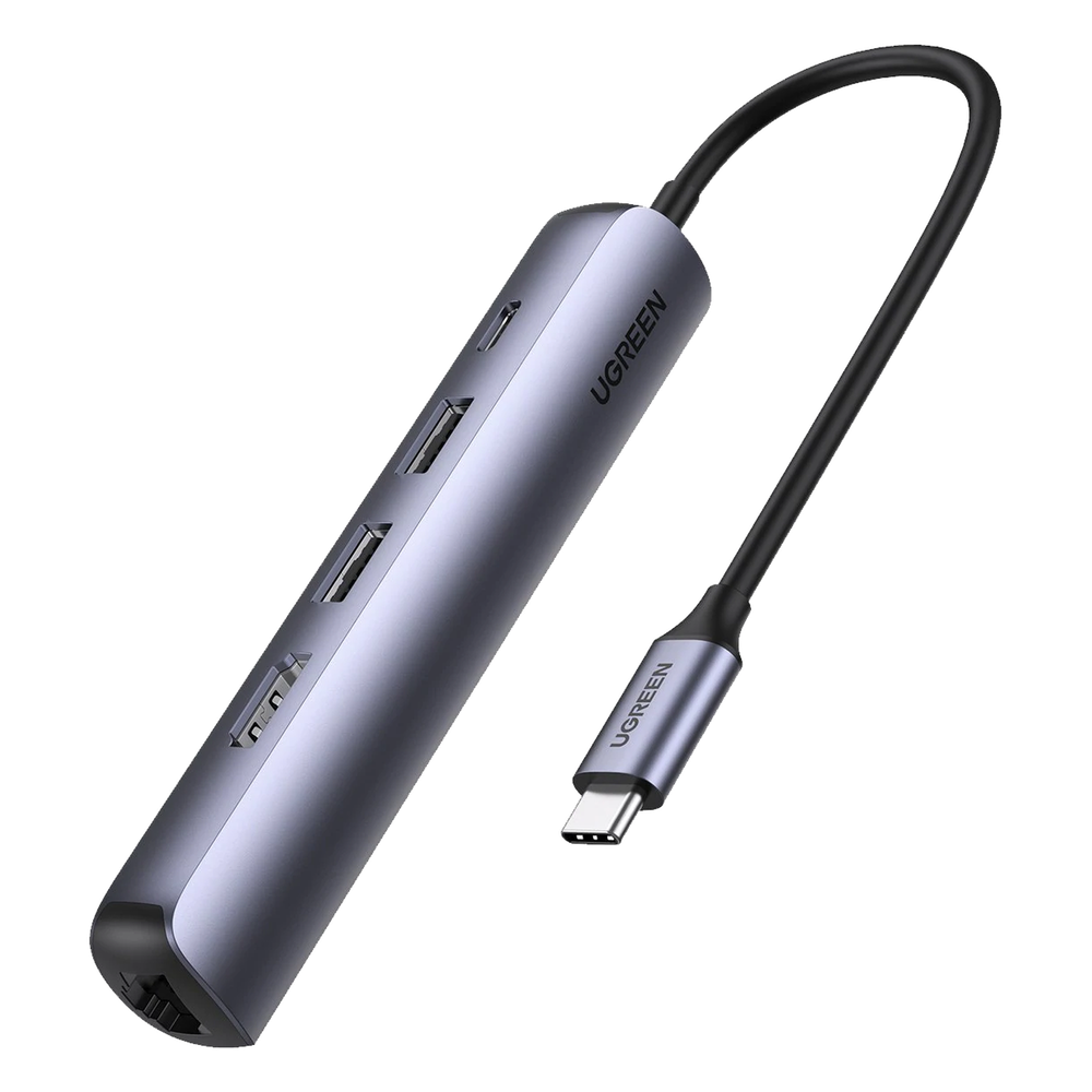 HUB USB-C (Docking Station) 5 en 1 | Ultra Delgado | 2 USB-A 3.1 a (5 Gbps) | HDMI 4K@60Hz | RJ45 (Gigabit Ethernet) | USB-C PD Carga Rápida 100W |