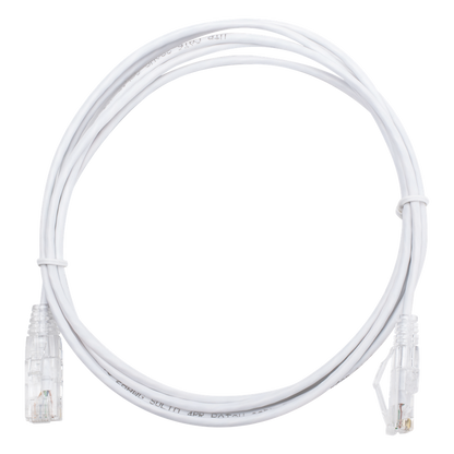 Cable de Parcheo Slim UTP Cat6 - 2 Metros (6.56 Pies) Blanco Diámetro Reducido (28 AWG)