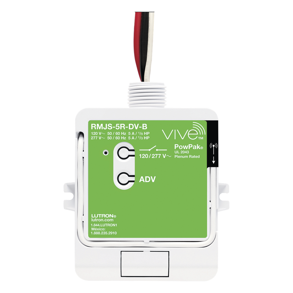 Módulo de relevador inalámbrico PowPak de 5 A con Softswitch, 120/277 V, para cargas generales de iluminación, con controles Pico y sensores Radio