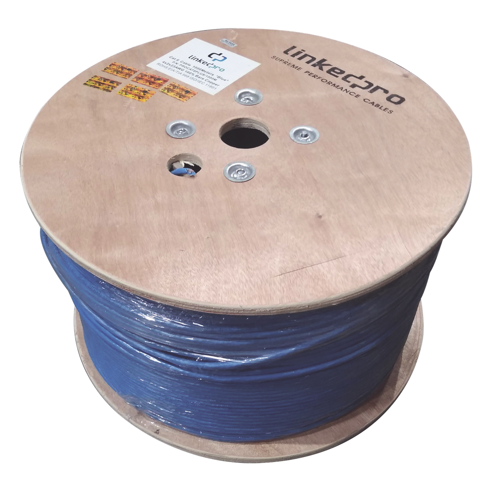 Bobina de 1000 Metros (3280.84 Pies) Cable Cat6+ Calibre 23 Alto Desempeño, ETL, UL, Color Azul, Super Flexible, de 1000 Metros (3280.84 Pies), para