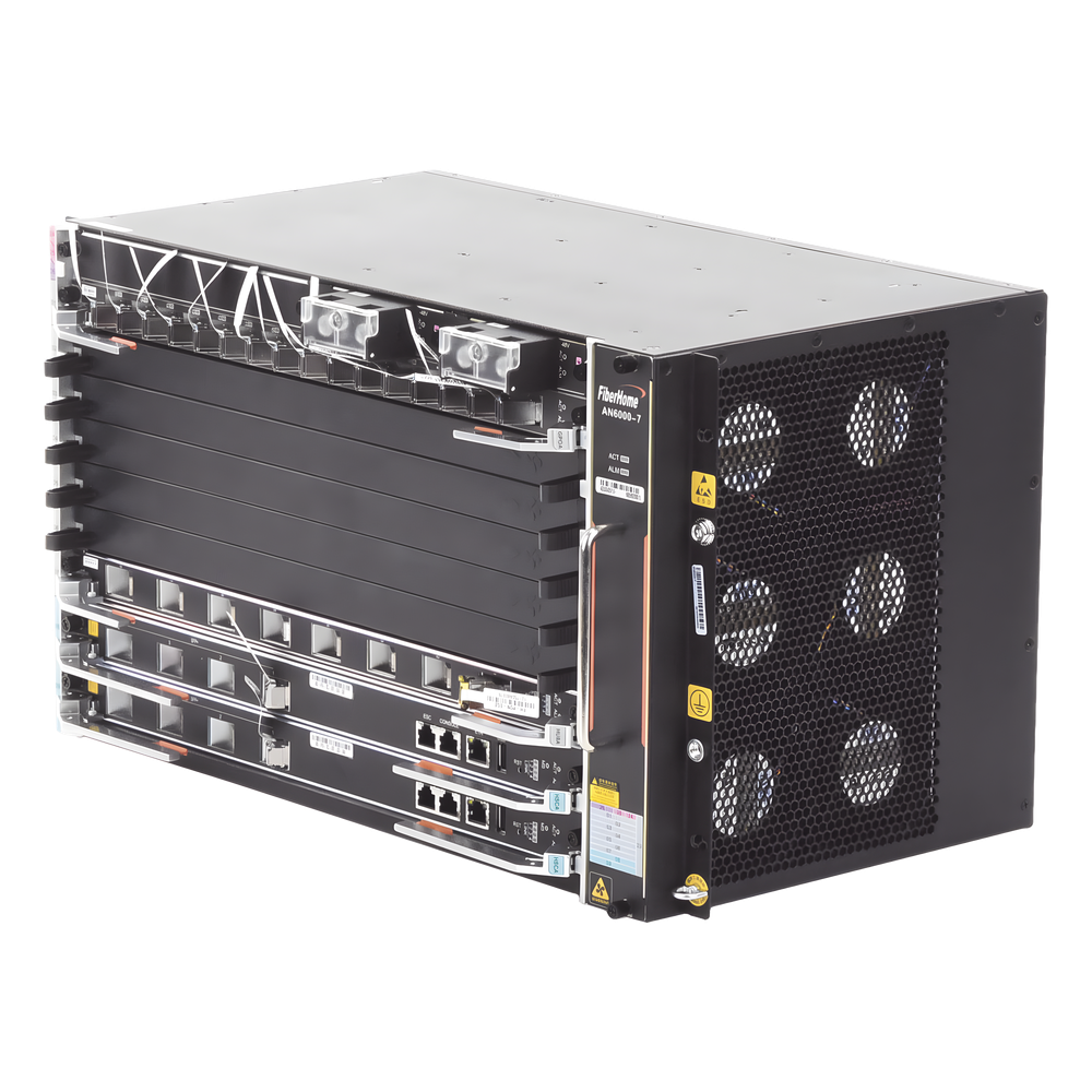 OLT Carrier Class Modular GPON, 6 Ranuras de Servicio, Incluye 1 Tarjeta de Servicio 16 puertos GPON, crecimiento hasta 96 puertos GPON, 6 UR