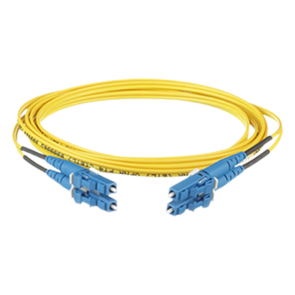 Jumper de Fibra Optica Monomodo 9/125 OS2, LC-LC Duplex, OFNR (Riser), Color Amarillo, 1 Metro (3.28 Pies)