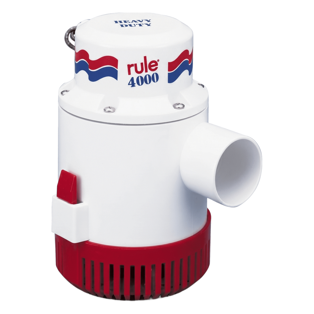 Bomba de Achique Sumergible Rule 56D / 4,000 GPH / 12V CD / Máxima Capacidad / Ejes de Acero Inoxidable / Protección Térmica TCO / Certificación CE e