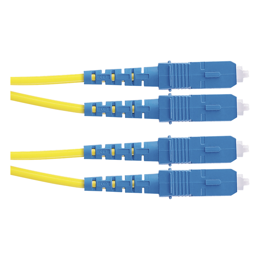 Jumper de Fibra Optica Monomodo 9/125 OS2, SC-SC Duplex, OFNR (Riser), Color Amarillo, 2 Metros (6.56 Pies)