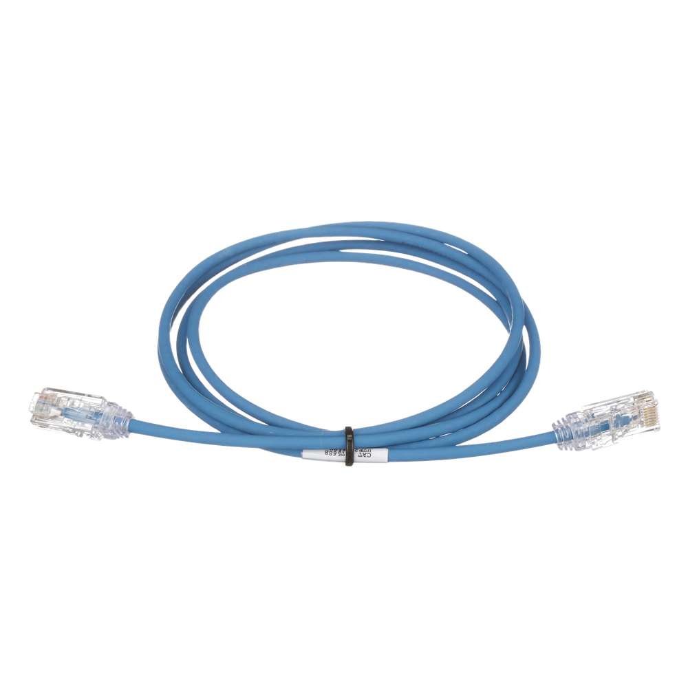 Cable de Parcheo TX6, UTP Cat6, Diámetro Reducido (28AWG), Color Azul, 0.61 Metros (2 Pies)