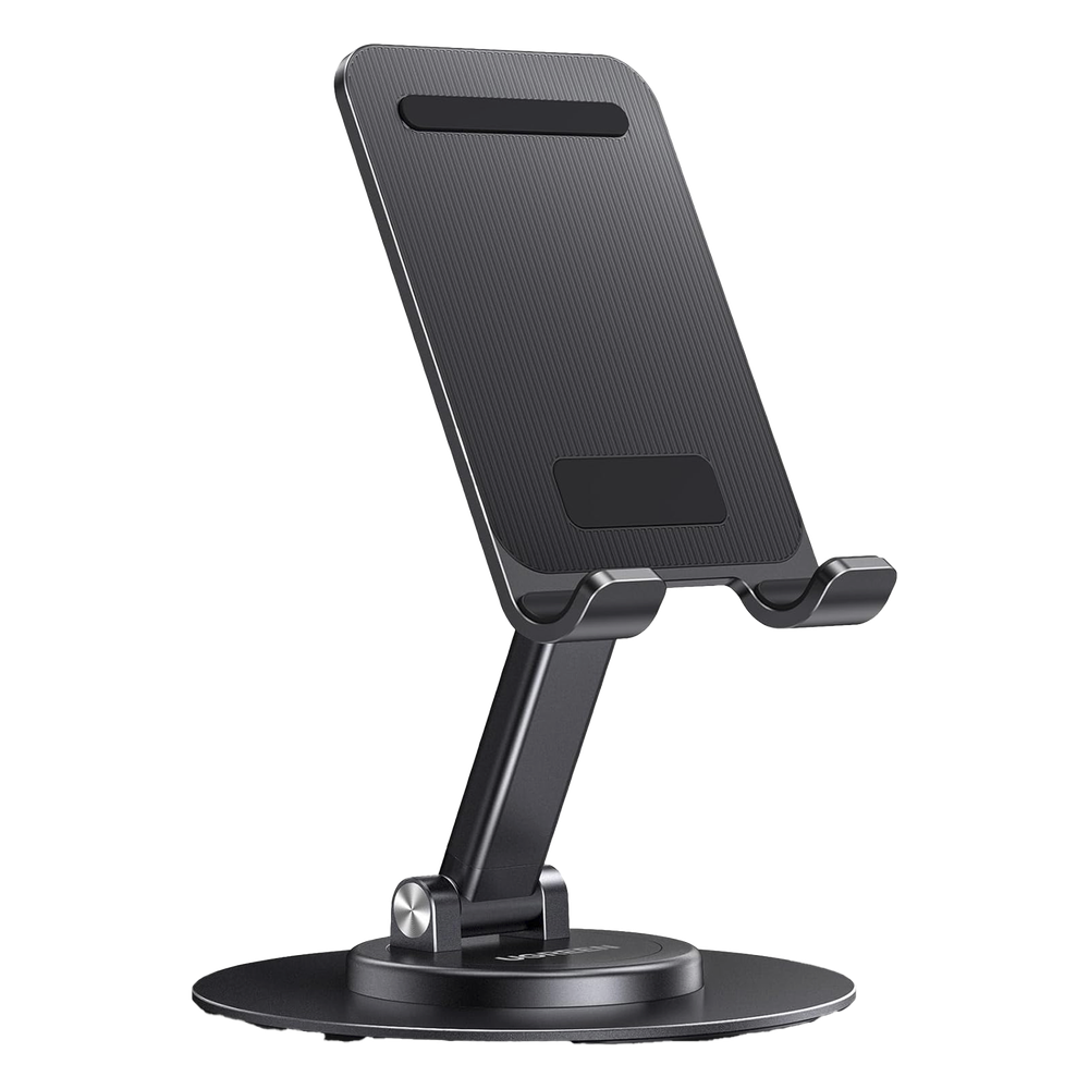 Soporte para Teléfono Celular Giratorio | 360° de Rotación | Angulo Ajustable | Altura Ajustable 17-20cm | Antideslizante | Ejes Giratorios de Alta