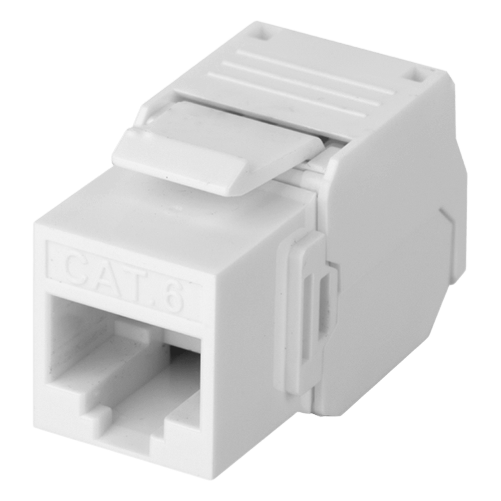 Módulo Jack Keystone Cat6 (Toolless), con Terminación en Ángulo 180 - Color Blanco, Compatible con Faceplate y Patchpanel Linkedpro