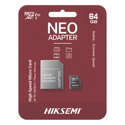 Memoria microSD con Adaptador / 64 GB / Clase 10 / NAND TLC / 92 MB/s Lectura / Multipropósito