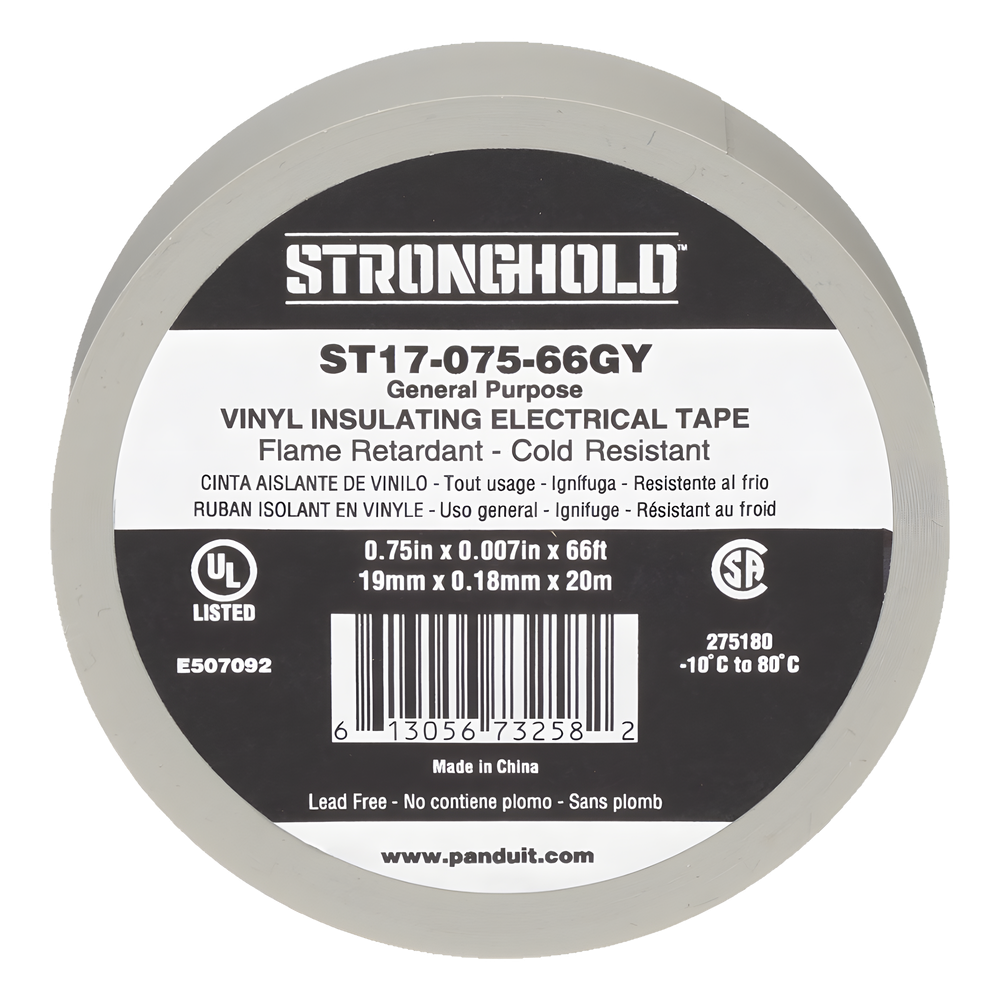 Cinta Eléctrica STRONGHOLD para Aislar, de PVC, Uso General Reparación y Mantenimiento, Grosor de 0.18mm (7 mil), Ancho de 19mm, y 20.12m de Largo