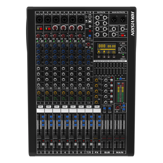 Consola de Mezcla Analógica | 8 Canales | 6 Entradas Mic/Línea | 12 Salidas | DSP Efectos | USB Media | Bluetooth | Montaje en Rack