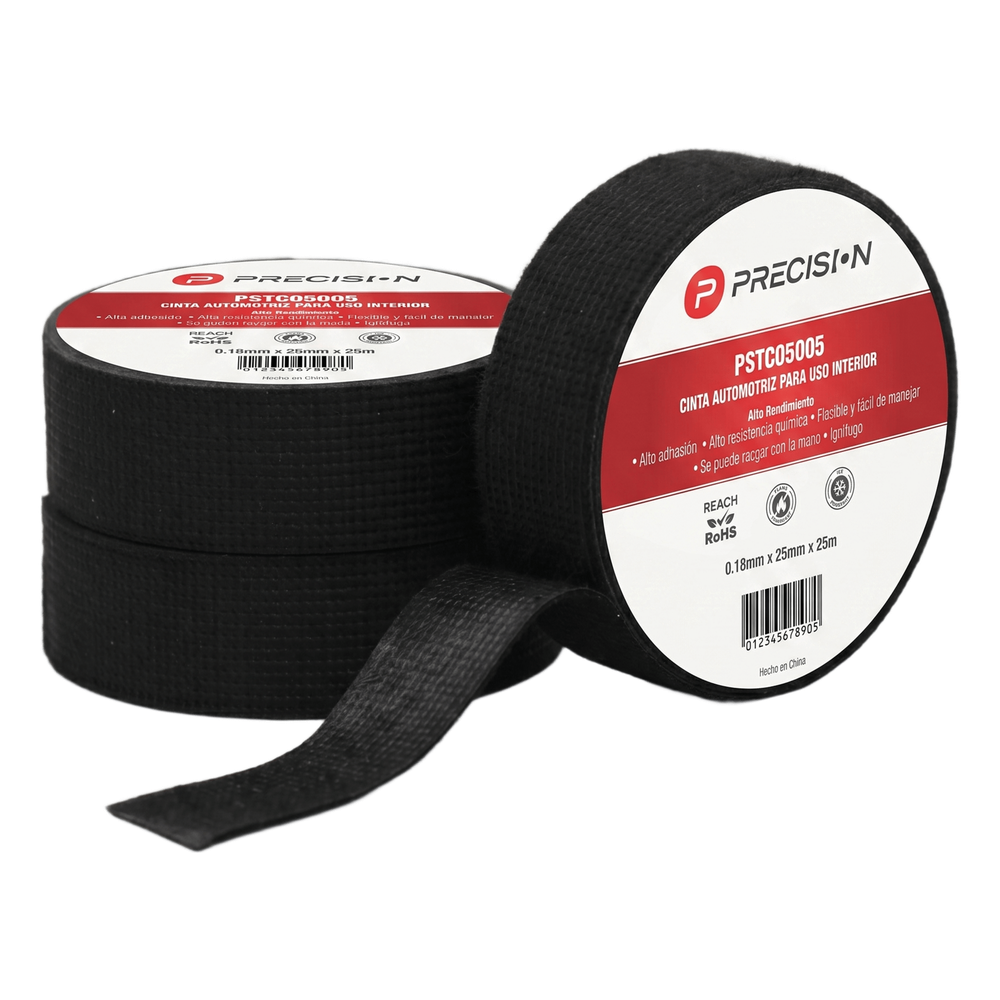 Cinta Automotriz de Fieltro PET / Espesor 0.28 mm / Ancho 19 mm / 18 m de Largo / Aplicaciones de protección mecánica avanzada y reducción de