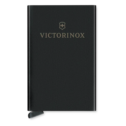 Tarjetero / Almacenamiento Seguro 4-6 Tarjetas / Aluminio Duradero / Protección RFID / Sistema Deslizamiento Patentado / Color Negro.