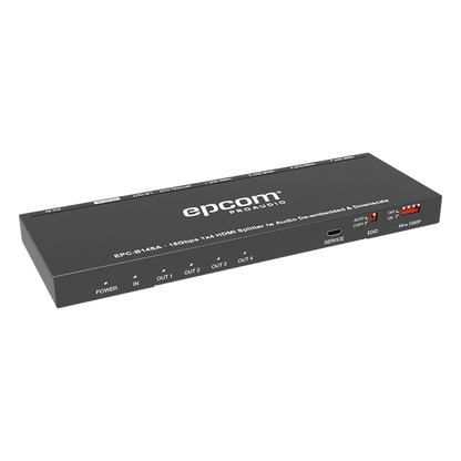 Splitter HDMI 1x4 | 1 Entrada a 4 salidas (Simultaneas) | 4K@60Hz | Extractor de Audio | Down Scaler | HDR 4:4:4 | EDID | 18Gbps