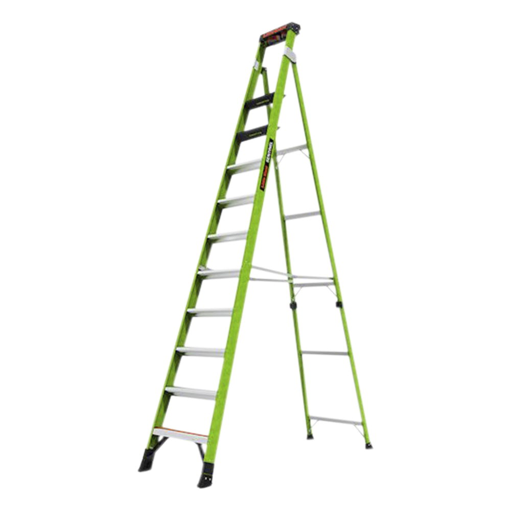 Escalera de 3.65 m Capacidad máxima de 170 Kg, inclinada, de fibra de vidrio con almohadilla de pared giratoria.