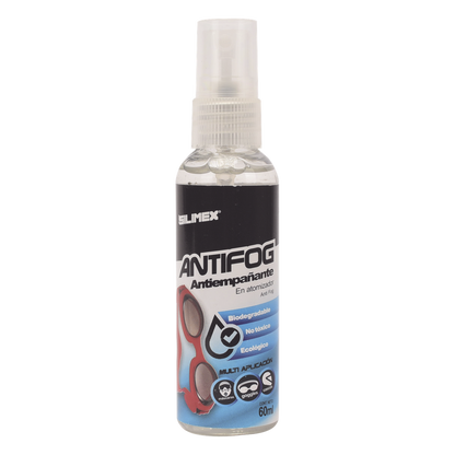 Antiempañante, ideal para eliminar problemas de empañamiento en googlees, mascaras, cascos, lentes, bote 60 ml