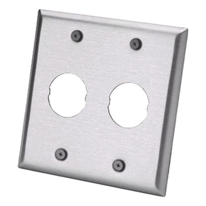 Placa de Pared Doble IndustrialNet?, Para 2 Conectores Industriales, de Acero Inoxidable