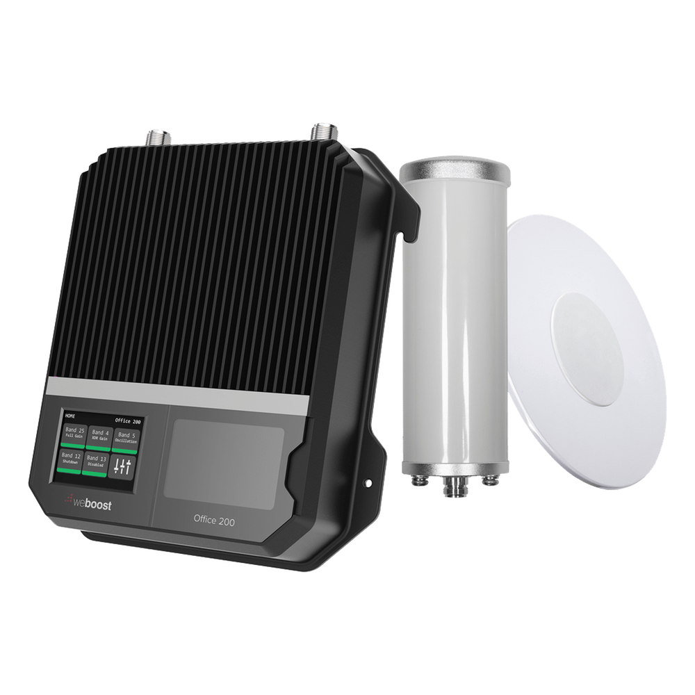 KIT Amplificador Office 200 / Soporta redes 2G, 3G, 4G y Mejora llamadas / Amplifica señal TELCEL, AT&T y MOVISTAR / Con antena omnidireccional