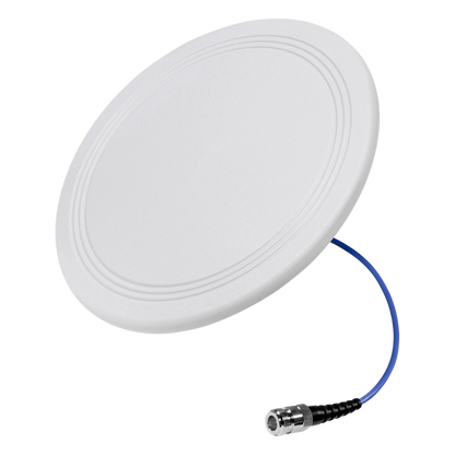 Antena Omnidireccional para Techo Interior / 600-6000 MHz / 5 Bandas Celulares y WiFi / Perfil Ultra Bajo 8 mm / Conector N-hembra / Cable Plenum 30
