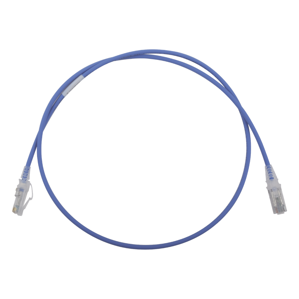 Patch Cord MC6 Modular Cat6 UTP, CM/LS0H, 0.91 Metros (3 Pies), Color Azul, Diámetro Reducido (28AWG)