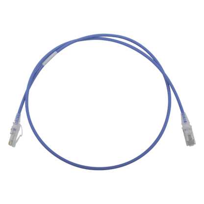 Patch Cord MC6 Modular Cat6 UTP, CM/LS0H, 0.91 Metros (3 Pies), Color Azul, Diámetro Reducido (28AWG)