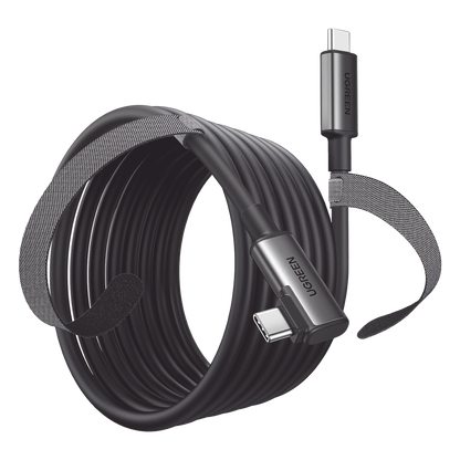 Cable USB-C a USB-C (Cable Link) | 5 metros (16 pies) | Transferencia de Alta Velocidad | Carga Rápida | Un Extremo Angulado | Caja de Aluminio |