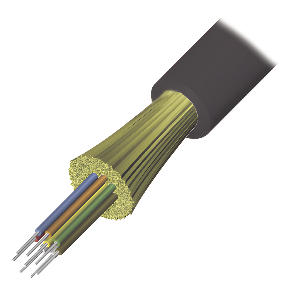Cable de Fibra Óptica de 6 Hilos, Interior/Exterior, Tight Buffer, No Conductiva (Dieléctrica), LS0H, Multimodo OM4 50/125 Optimizada, 1 Metro (3.28