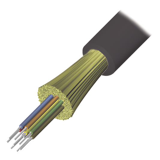 Cable de Fibra Óptica de 6 Hilos, Interior/Exterior, Tight Buffer, No Conductiva (Dieléctrica), LS0H, Multimodo OM4 50/125 Optimizada, 1 Metro (3.28