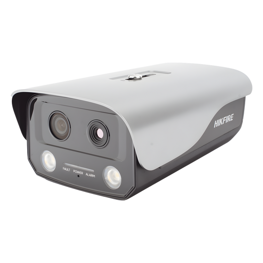 (HikFire) Cámara IP de Detección Térmica de Incendios / Detección de Llamas y Temperaturas Anormales / 4 Megapíxel (Lente Óptico) + 1 Megapíxel