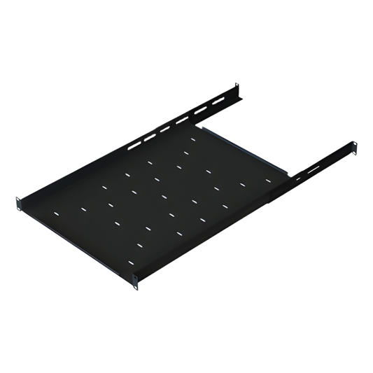 Charola Ajustable para Rack de 19" de 4 postes de 1 Unidad de Espacio. Profundidad de 633 a 816 mm