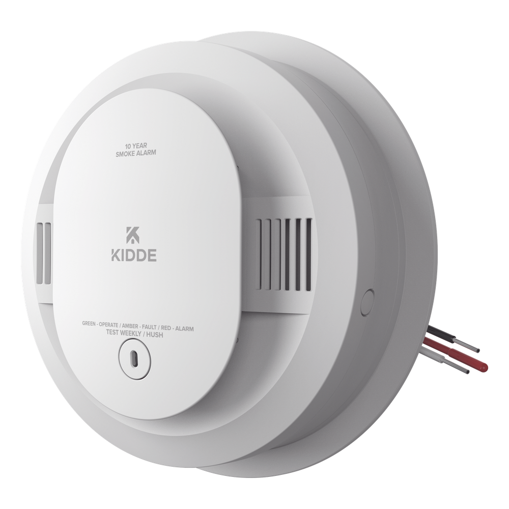 Detector de humo fotoeléctrico alámbrico 120 V CA con batería sellada de 10 años, interconexión hasta 24 dispositivos, paquete de 6