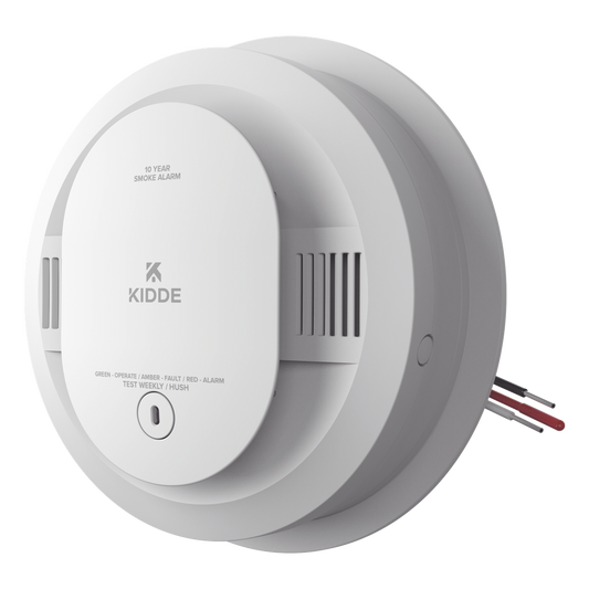 Detector de humo fotoeléctrico alámbrico 120 V CA con batería sellada de 10 años, interconexión hasta 24 dispositivos, paquete de 6