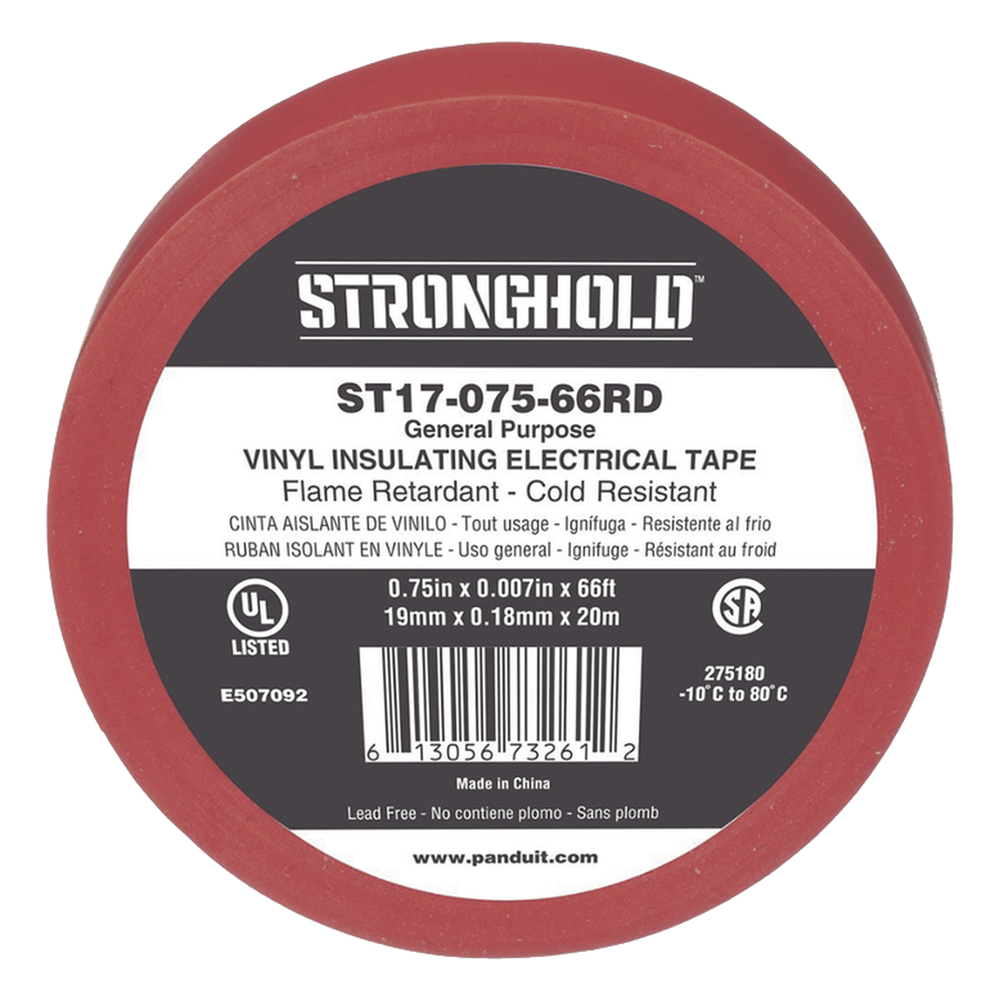 Cinta Eléctrica STRONGHOLD para Aislar, de PVC, Uso General Reparación y Mantenimiento, Grosor de 0.18mm (7 mil), Ancho de 19mm, y 20.12m de Largo