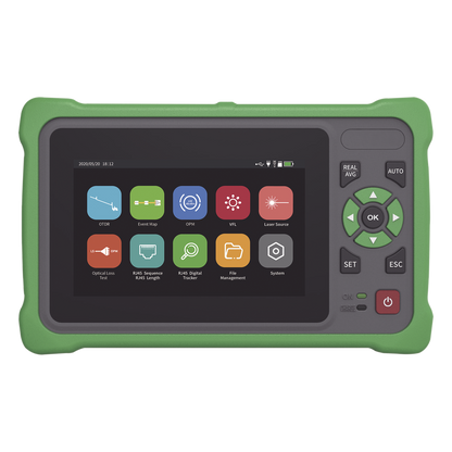 OTDR Touch para Pruebas en los Enlaces de Fibra Óptica / Longitudes de Onda 1310nm y 1550nm / Función VFL 10mW / Función OPM / Función de Mapeo de