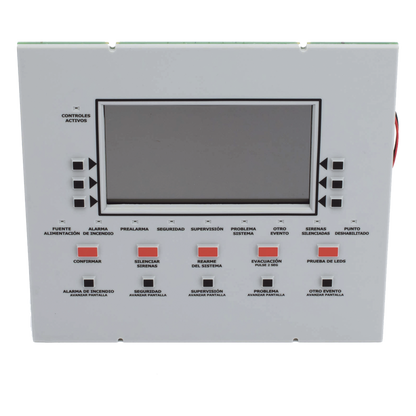 Anunciador remoto LCD retroiluminado en español con 160 caracteres visibles, teclado de goma y puerto RDP para panel NFS2-3030-SP y NCA-2