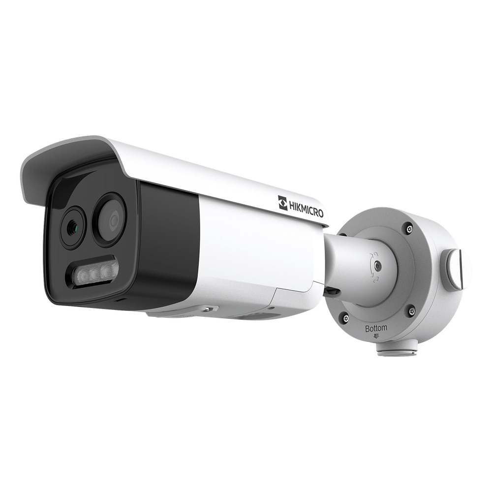 (HIKMICRO) Bala IP Bi-Espectral / Térmica (256 X 192 / 9.7 mm) + Óptica (5 MP / 12.4 mm) / IA GUANLAN / Rango: -20°C a 150°C / 8°C Margen / Detección