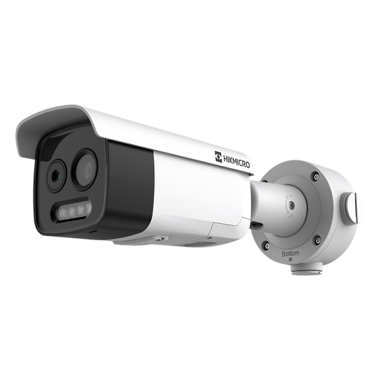 (HIKMICRO) Bala IP Bi-Espectral / Térmica (256 X 192 / 9.7 mm) + Óptica (5 MP / 12.4 mm) / IA GUANLAN / Rango: -20°C a 150°C / 8°C Margen / Detección