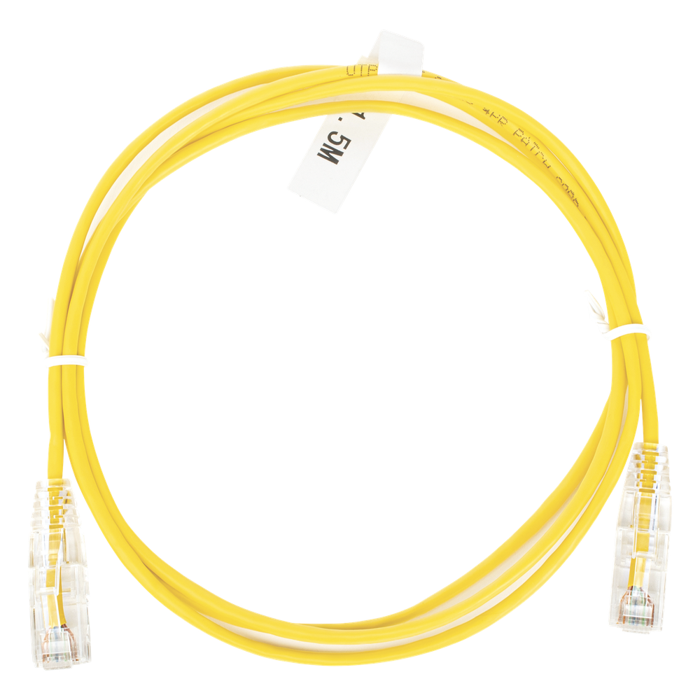 Cable de Parcheo Slim UTP Cat6 - 1.5 Metros (4.92 Pies) Amarillo Diámetro Reducido (28 AWG)