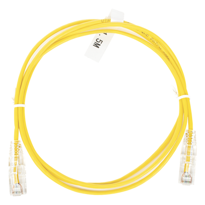 Cable de Parcheo Slim UTP Cat6 - 1.5 Metros (4.92 Pies) Amarillo Diámetro Reducido (28 AWG)