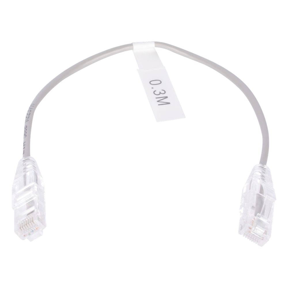 Cable de Parcheo Slim UTP Cat6 - 30 cm (11.81 Pulgadas) Gris Diámetro Reducido (28 AWG)