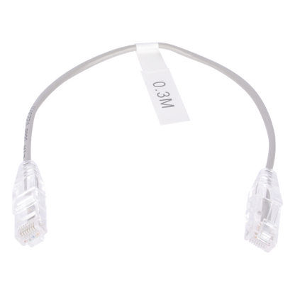 Cable de Parcheo Slim UTP Cat6 - 30 cm (11.81 Pulgadas) Gris Diámetro Reducido (28 AWG)