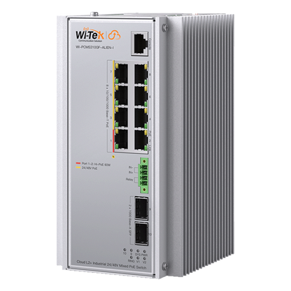 Switch Industrial Administrable Gigabit con 2 Puertos PoE bt + 6 Puertos PoE af/at o 24 V Pasivo + 2 SFP Gigabit, 240 W
