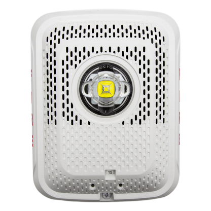 Bocina con Lámpara Estroboscópica, Montaje en Pared, Color Blanco, Nuevo Diseño Moderno y Elegante y Menor Consumo de Corriente