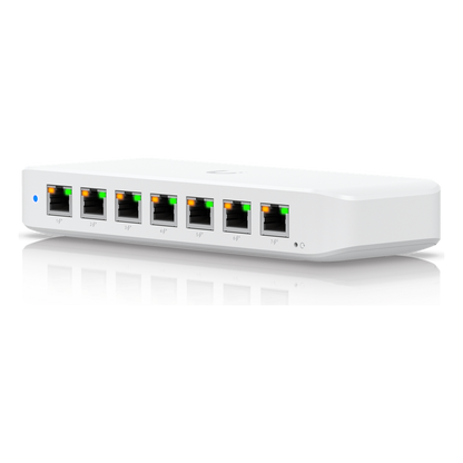 USW Ultra Switch de 8 Puertos GbE (7 Puertos PoE+ y 1 Puerto Entrada PoE++) con Opciones de Montaje Versátiles