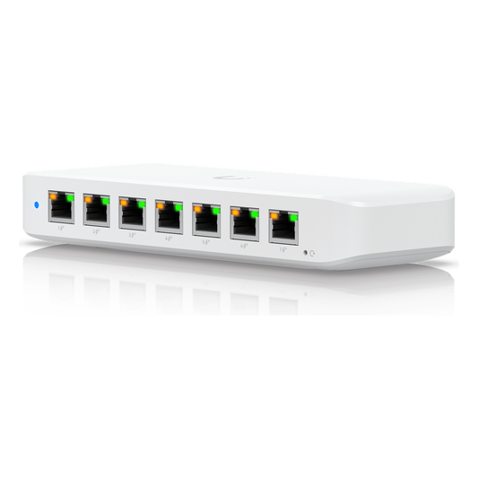 USW Ultra Switch de 8 Puertos GbE (7 Puertos PoE+ y 1 Puerto Entrada PoE++) con Opciones de Montaje Versátiles