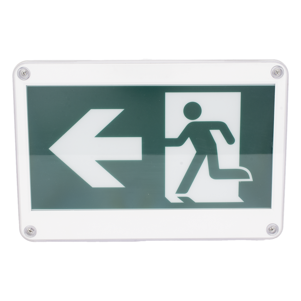 Letrero EXTERIOR de Señalización salida "Hombre Corriendo"/ Alto brillo / Uso en pared, lateral o techo / Batería de Respaldo Incluida con hasta 120